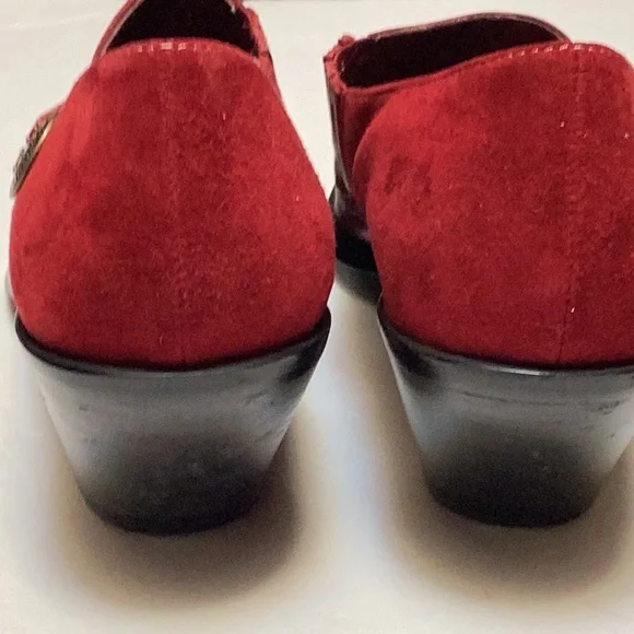 Coldwater Creek Red Leather Suede Point Square Toe Western Ankle Boot Shoes 10 - Picture 5 of 12